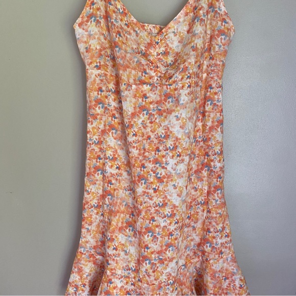 Anthropologie Cloth & Stone Floral Linen Tie Strap Smocked Mini Dress Small NWT - Picture 2 of 9